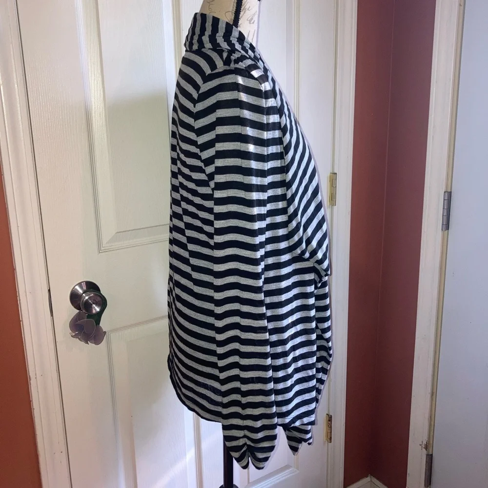 Stripe Open Front Cardigan Grey Black by Oatt - Picture 2 of 6